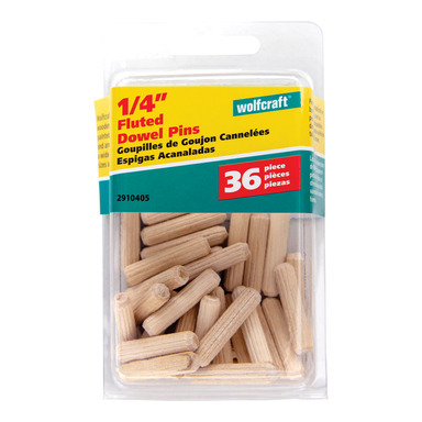 Wolfcraft Fluted Hardwood Dowel Pin 1/4 in. D X 1-1/8 in. L 1 pk Natural