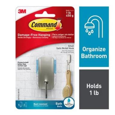 Command 1.18 in. L Satin Nickel Silver Adhesive Hook