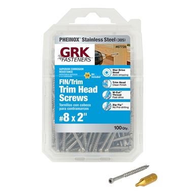 GRK SS TRIM SCREWS 8X2" 100PCS