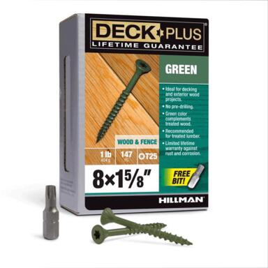 DCK SCRW 8X1.625" GRN 1#
