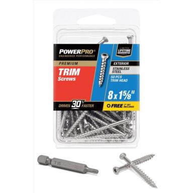 50PK 8"x1-5/8" SS Trim Screws