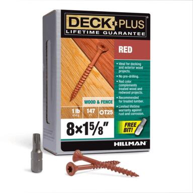 DCK SCREW 8X1-5/8" RED 1