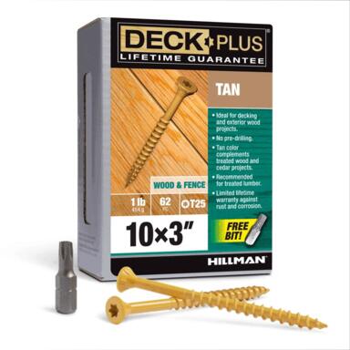 DCK SCREW 10X3" TAN 1#