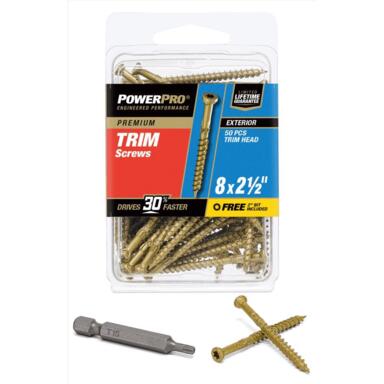 50PK 8x2.5 Trim Screw