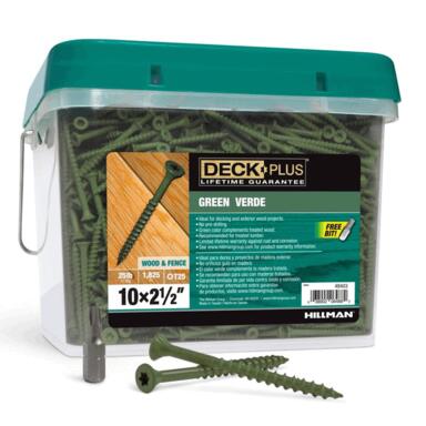 DCK SCRW 10X2.5" GRN 25#