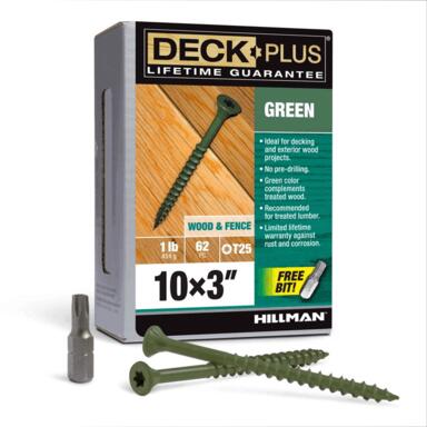 DCK SCREW 10X3" GRN 1#