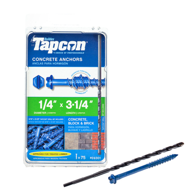 Tapcon 1/4 in. D X 3-1/4 in. L Steel Hex Head Concrete Screw Anchor 75 pk