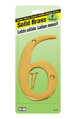 Numero Casa #6 - 4" Solid Brass