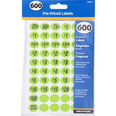 Pe-priced Labels  600Pk