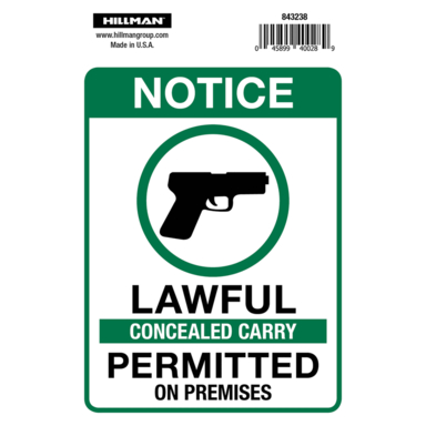 Concealed Carry Sign 10"X14