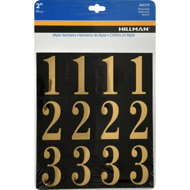 Hillman 2 in. Gold Mylar Self-Adhesive Number Set 0-9 32 pc