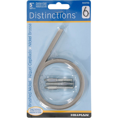 Hillman Distinctions 5 in. Silver Brushed Nickel Screw-On Number 6 1 pc