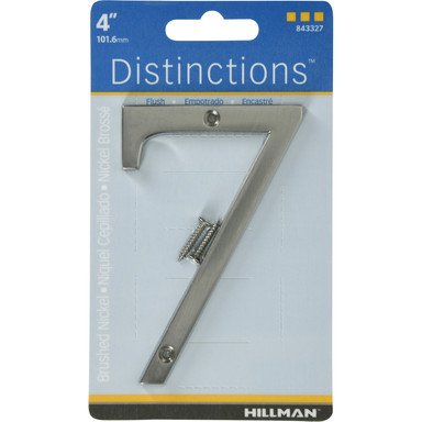 Hillman Distinctions 4 in. Silver Brushed Nickel Screw-On Number 7 1 pc