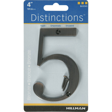 Hillman Distinctions 4 in. Bronze Metal Screw-On Number 5 1 pc