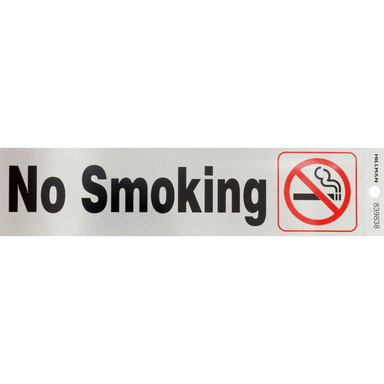 2"x8" Sign No Smoking Silver