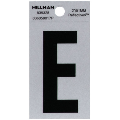 Hillman 2 in. Reflective Black Mylar Self-Adhesive Letter E 1 pc