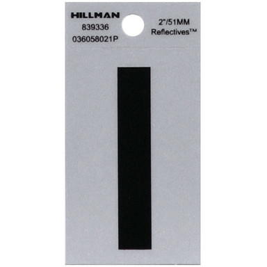 Hillman 2 in. Reflective Black Mylar Self-Adhesive Letter I 1 pc