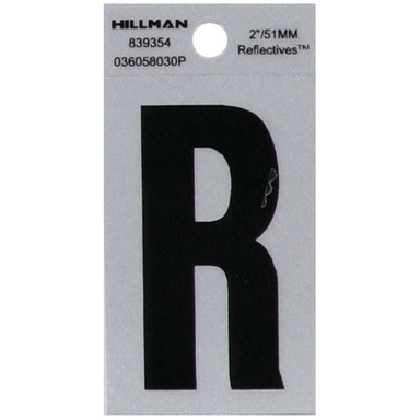 Hillman 2 in. Reflective Black Mylar Self-Adhesive Letter R 1 pc