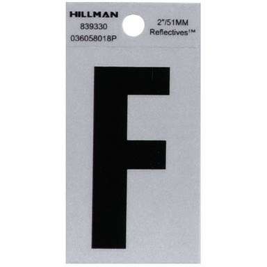 Hillman 2 in. Reflective Black Mylar Self-Adhesive Letter F 1 pc