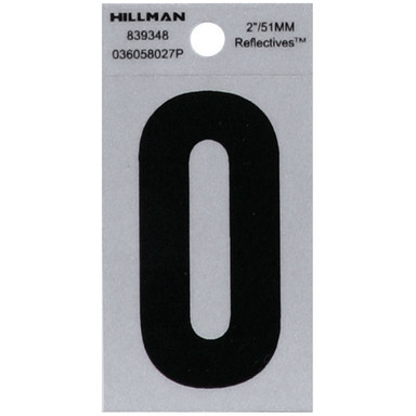 Hillman 2 in. Reflective Black Mylar Self-Adhesive Letter O 1 pc