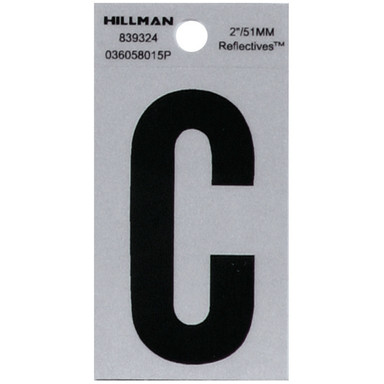 Hillman 2 in. Reflective Black Mylar Self-Adhesive Letter C 1 pc