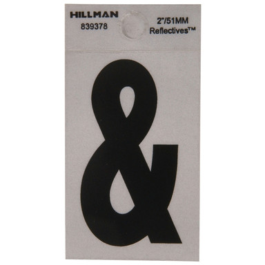 Hillman 2 in. Reflective Black Mylar Self-Adhesive Special Character Ampersand 1 pc