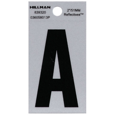 Hillman 2 in. Reflective Black Mylar Self-Adhesive Letter A 1 pc