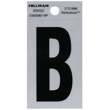 Hillman 2 in. Reflective Black Mylar Self-Adhesive Letter B 1 pc