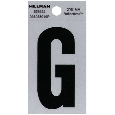 Hillman 2 in. Reflective Black Mylar Self-Adhesive Letter G 1 pc