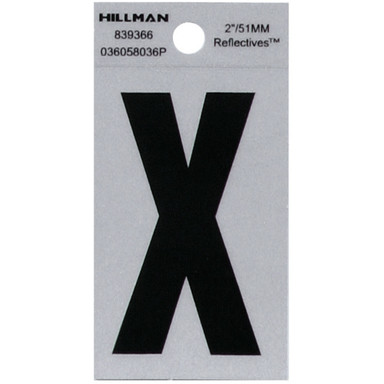 Hillman 2 in. Reflective Black Mylar Self-Adhesive Letter X 1 pc
