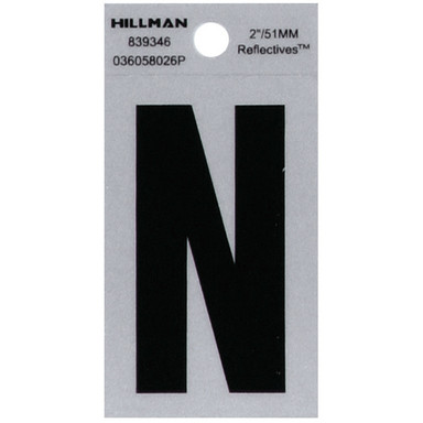 Hillman 2 in. Reflective Black Mylar Self-Adhesive Letter No 1 pc