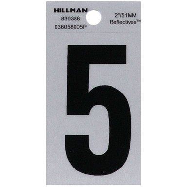 Hillman 2 in. Reflective Black Mylar Self-Adhesive Number 5 1 pc