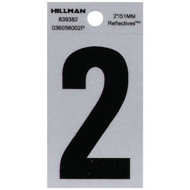 Hillman 2 in. Reflective Black Mylar Self-Adhesive Number 2 1 pc