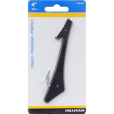 Hillman 4 in. Black Plastic Nail-On Number 1 1 pc