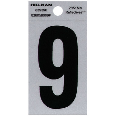Hillman 2 in. Reflective Black Mylar Self-Adhesive Number 9 1 pc