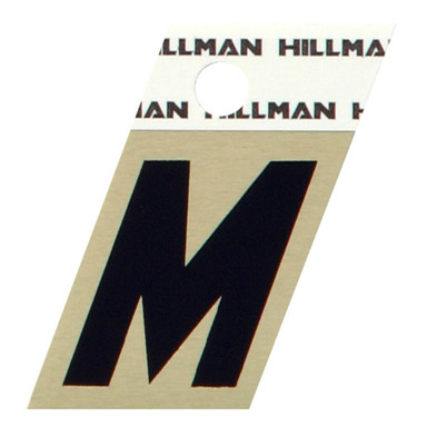 Hillman 1.5 in. Reflective Black Metal Self-Adhesive Letter M 1 pc