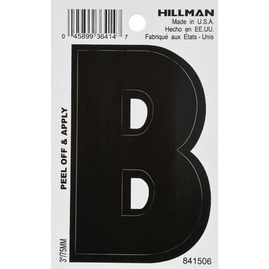 Hillman 3 in. Black Vinyl Self-Adhesive Letter B 1 pc