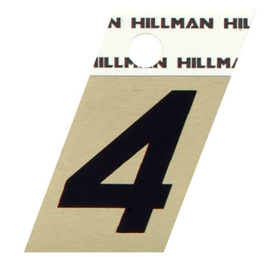 Hillman 1.5 in. Reflective Black Metal Self-Adhesive Number 4 1 pc