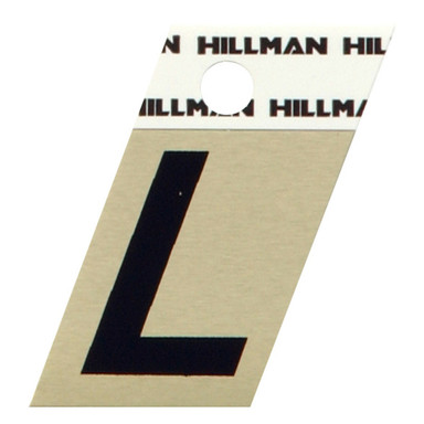 Hillman 1.5 in. Reflective Black Metal Self-Adhesive Letter L 1 pc
