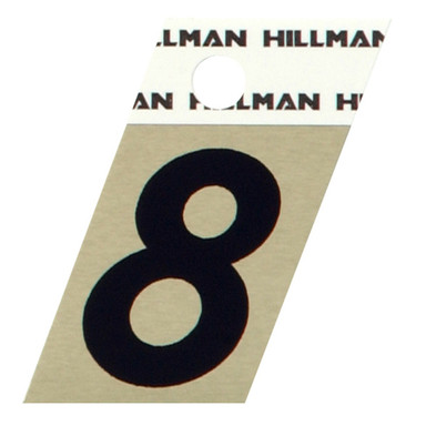 Hillman 1.5 in. Reflective Black Metal Self-Adhesive Number 8 1 pc