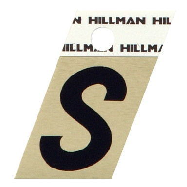 Hillman 1.5 in. Reflective Black Metal Self-Adhesive Letter S 1 pc