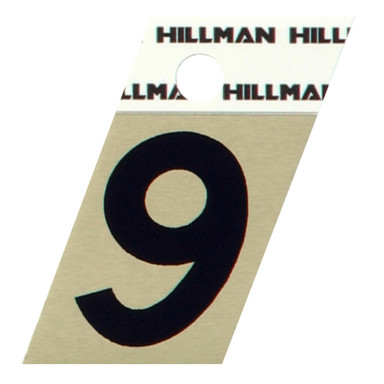 Hillman 1.5 in. Reflective Black Metal Self-Adhesive Number 9 1 pc