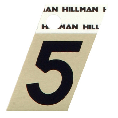 Hillman 1.5 in. Reflective Black Metal Self-Adhesive Number 5 1 pc