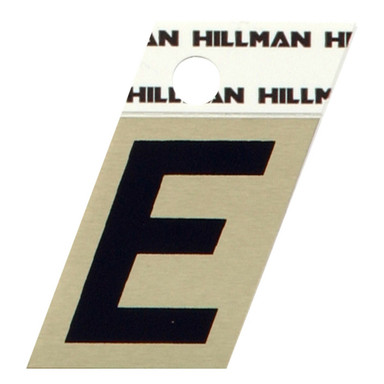 Hillman 1.5 in. Reflective Black Metal Self-Adhesive Letter E 1 pc
