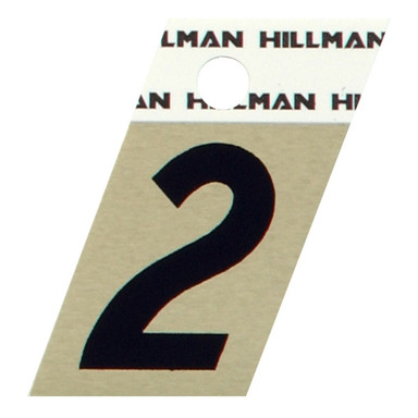 Hillman 1.5 in. Reflective Black Metal Self-Adhesive Number 2 1 pc