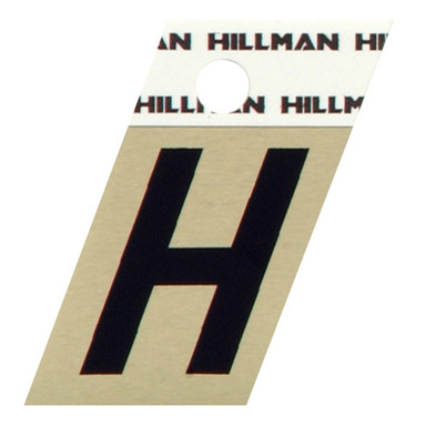 Hillman 1.5 in. Reflective Black Metal Self-Adhesive Letter H 1 pc