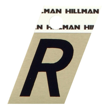 Hillman 1.5 in. Reflective Black Metal Self-Adhesive Letter R 1 pc