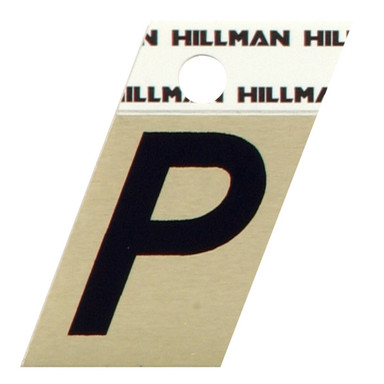 Hillman 1.5 in. Reflective Black Metal Self-Adhesive Letter P 1 pc