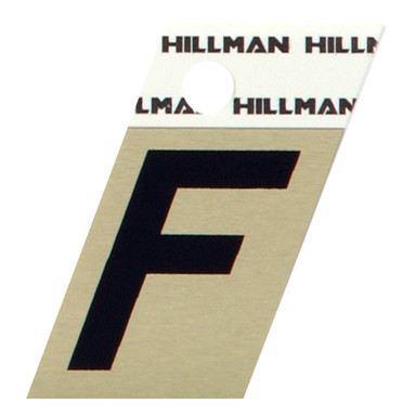 Hillman 1.5 in. Reflective Black Metal Self-Adhesive Letter F 1 pc