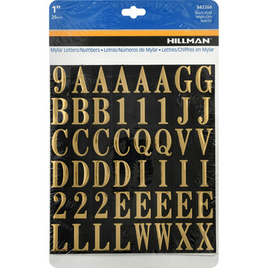 Hillman 1 in. Gold Mylar Self-Adhesive Letter and Number Set 0-9, A-Z 112 pc